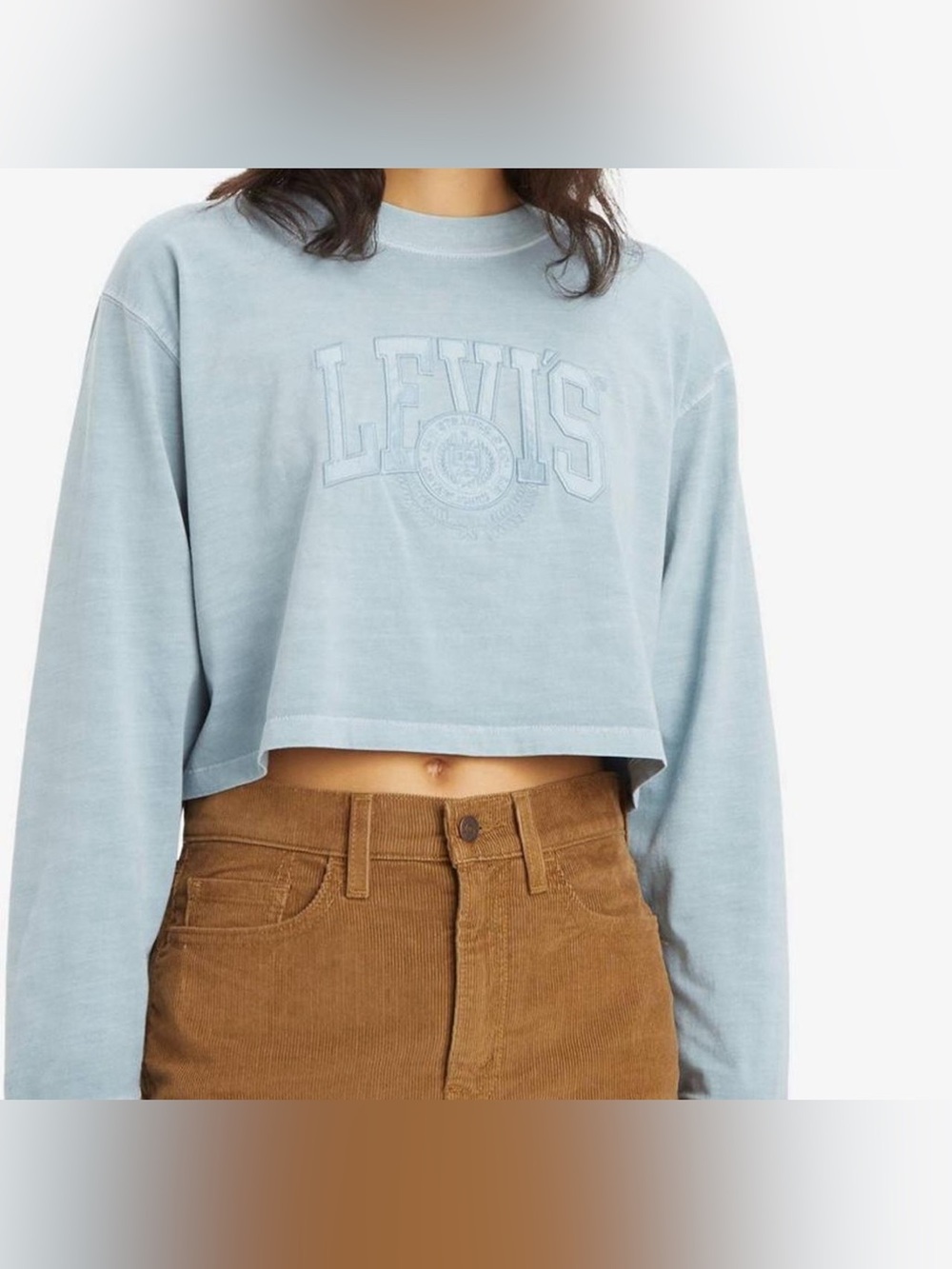 Levi's Powder Blue Cropped Crew long sleeve top